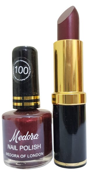 Medora 2-in-1 Lipstick & Nail Polish Combo – Matching Beauty Set | Red & Maroon