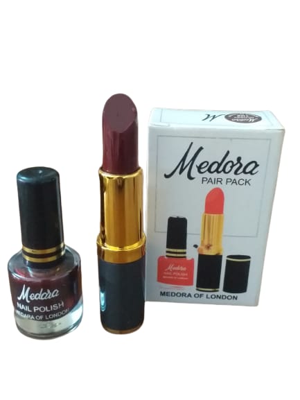 Medora 2-in-1 Lipstick & Nail Polish Combo – Matching Beauty Set | Red & Maroon