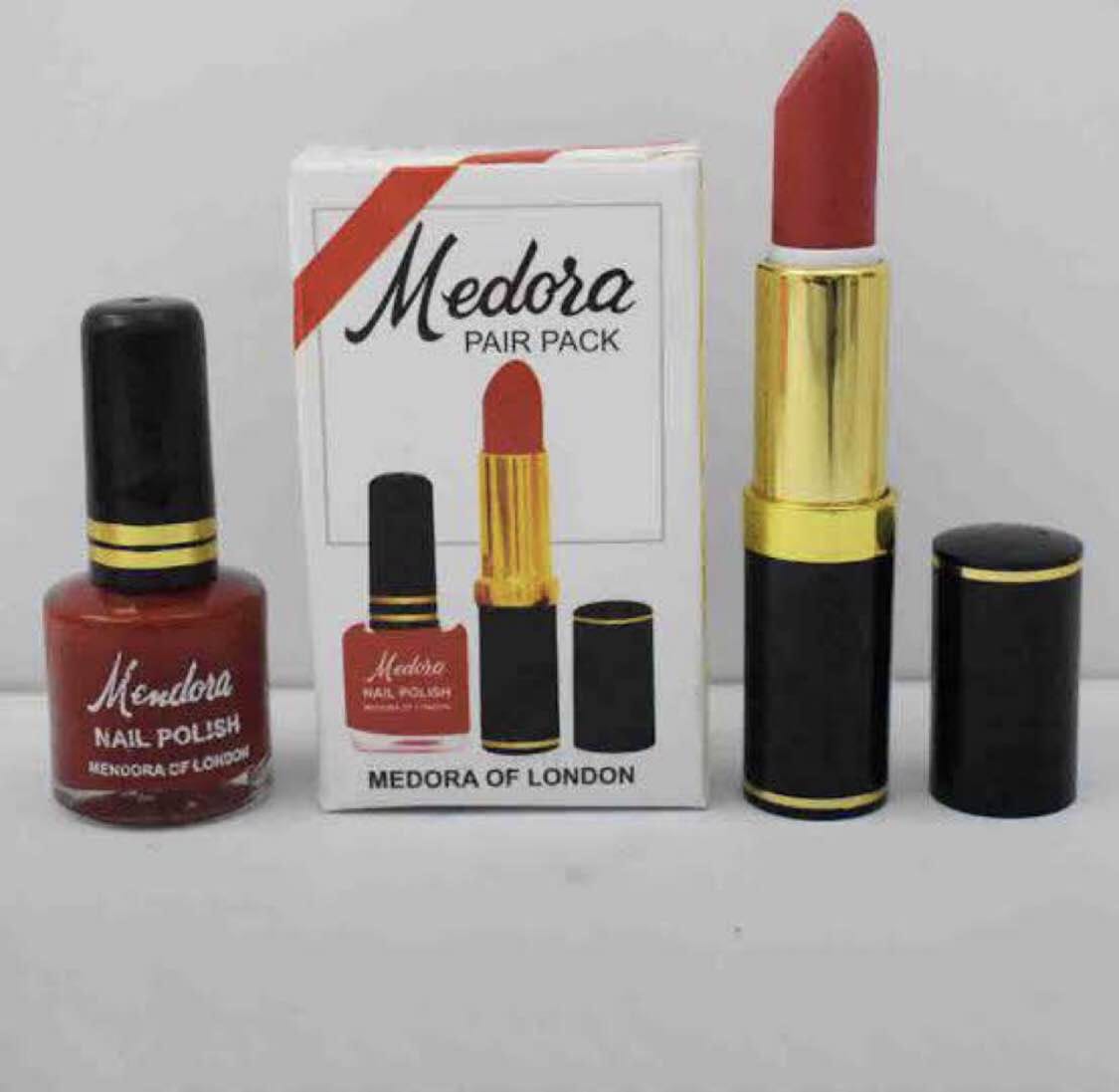 Medora 2-in-1 Lipstick & Nail Polish Combo – Matching Beauty Set | Red & Maroon