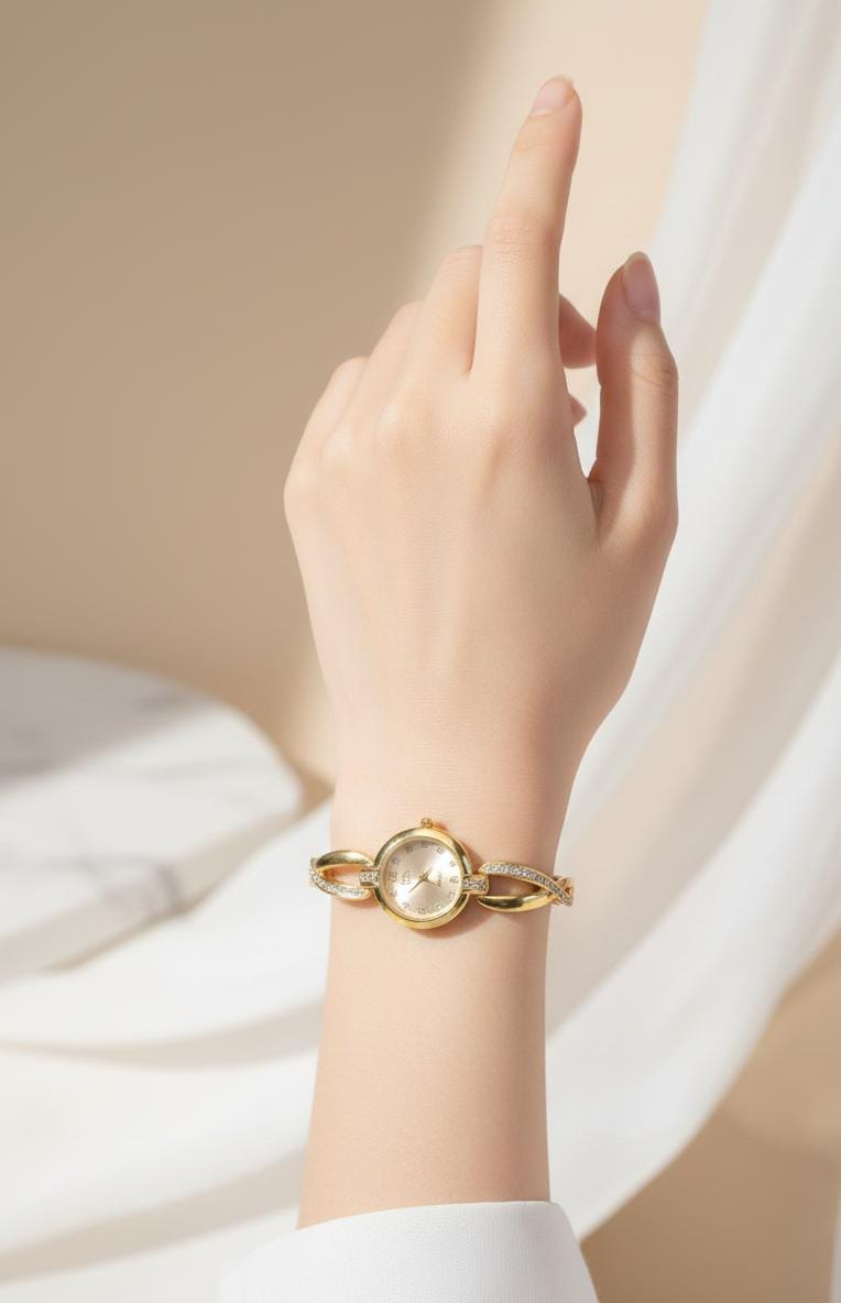 RTJ-181 Elegant Zircon Korean Watch – Golden
