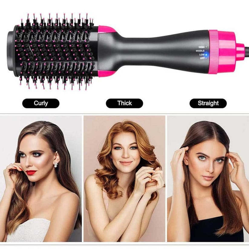 4-in-1 Hot Air Hair Brush Styler – Hair Dryer, Straightener & Curler