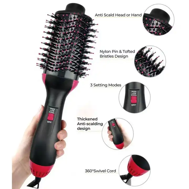 4-in-1 Hot Air Hair Brush Styler – Hair Dryer, Straightener & Curler