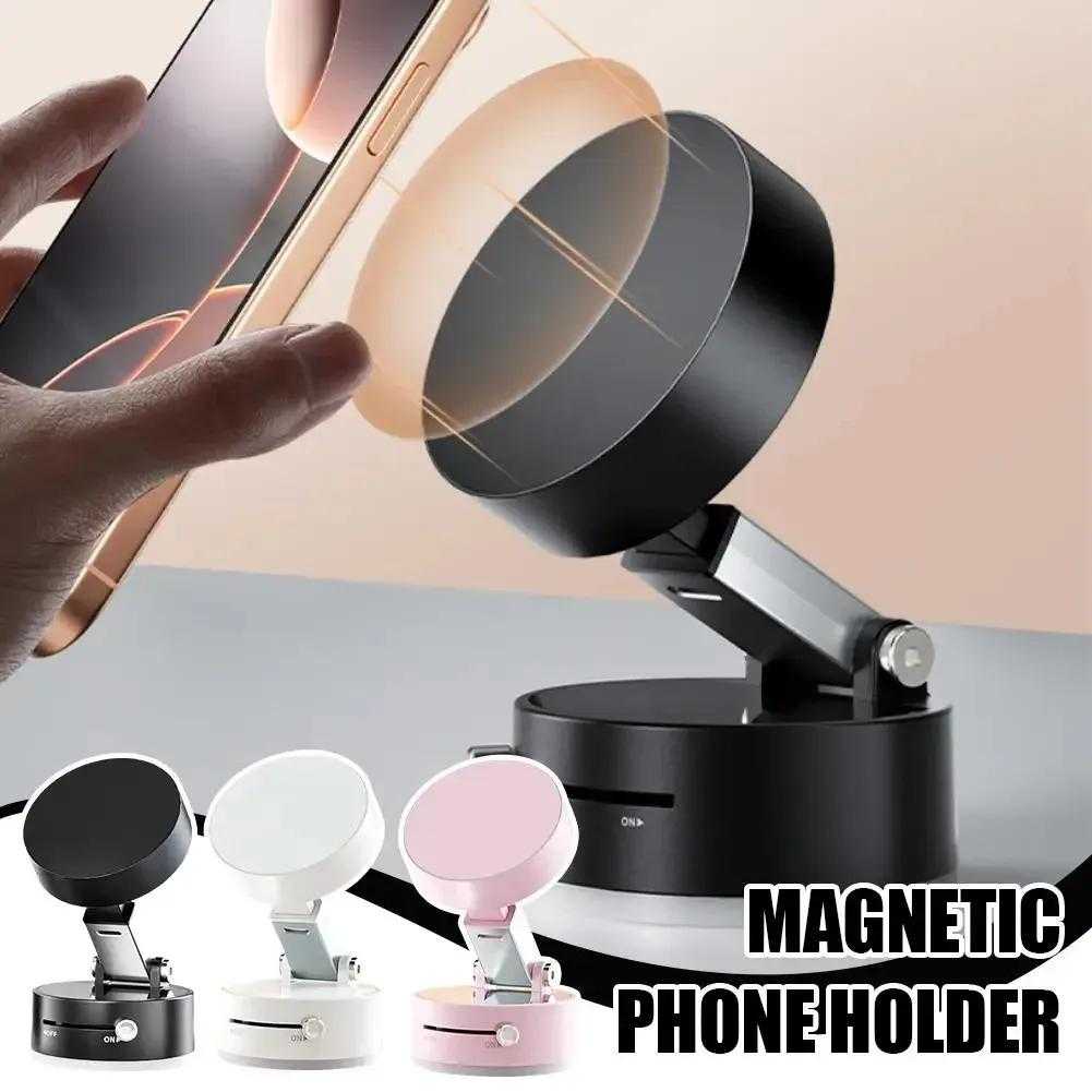 Double-Sided Vacuum Magnetic Phone Holder – 360° Rotating Foldable Mount