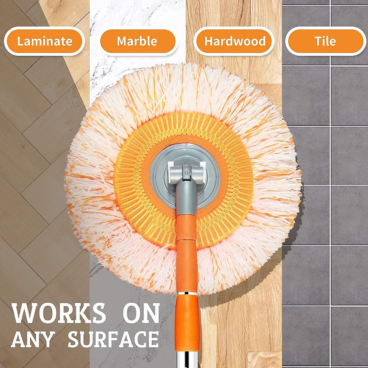 Extendable Telescopic Mop | Detachable Washable Microfiber Head | Lightweight Adjustable Floor & Home Cleaning Mop