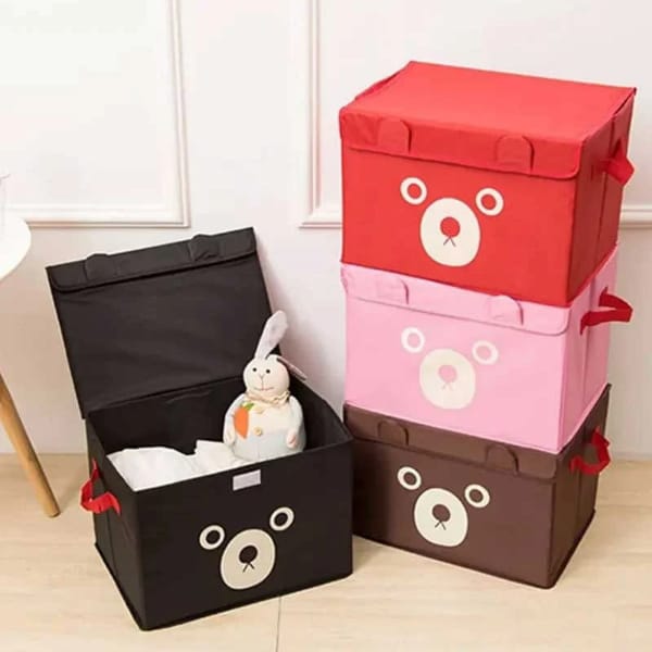 Panda Storage Box for Kids | Foldable Cartoon Animal Cube Organizer | Multipurpose Toy, Clothes & Book Storage Bin | Random Color