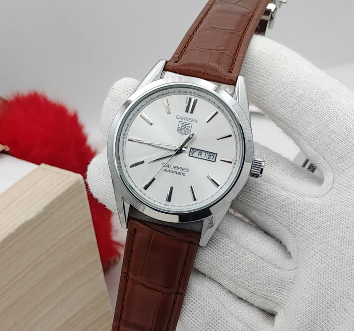 Carrera Calibre 5 Luxury Swiss Watch – Men’s Analog Wristwatch with Black Leather Strap