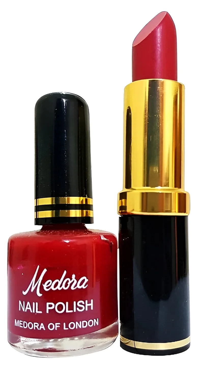 Medora 2-in-1 Lipstick & Nail Polish Combo – Matching Beauty Set | Red & Maroon