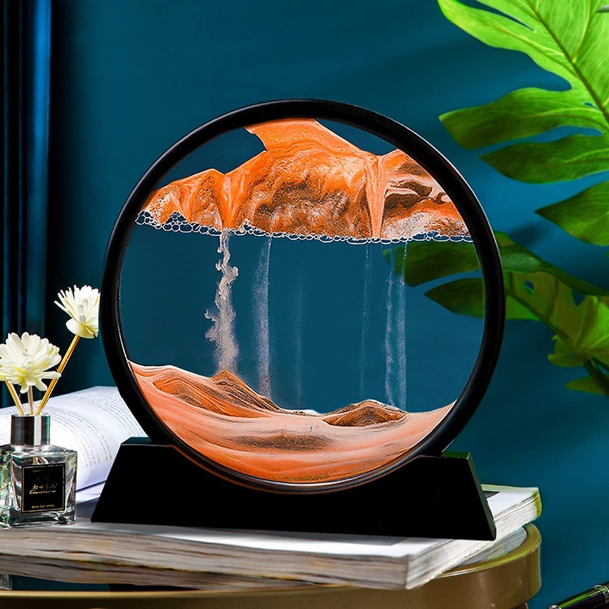 Sandscape Painting 3D Moving Sand Art Hourglass – Mountain Sand Timer with Metal Stand, Decorative Home & Office Showpiece | Random Color