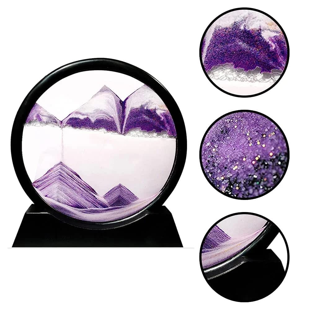 Sandscape Painting 3D Moving Sand Art Hourglass – Mountain Sand Timer with Metal Stand, Decorative Home & Office Showpiece | Random Color