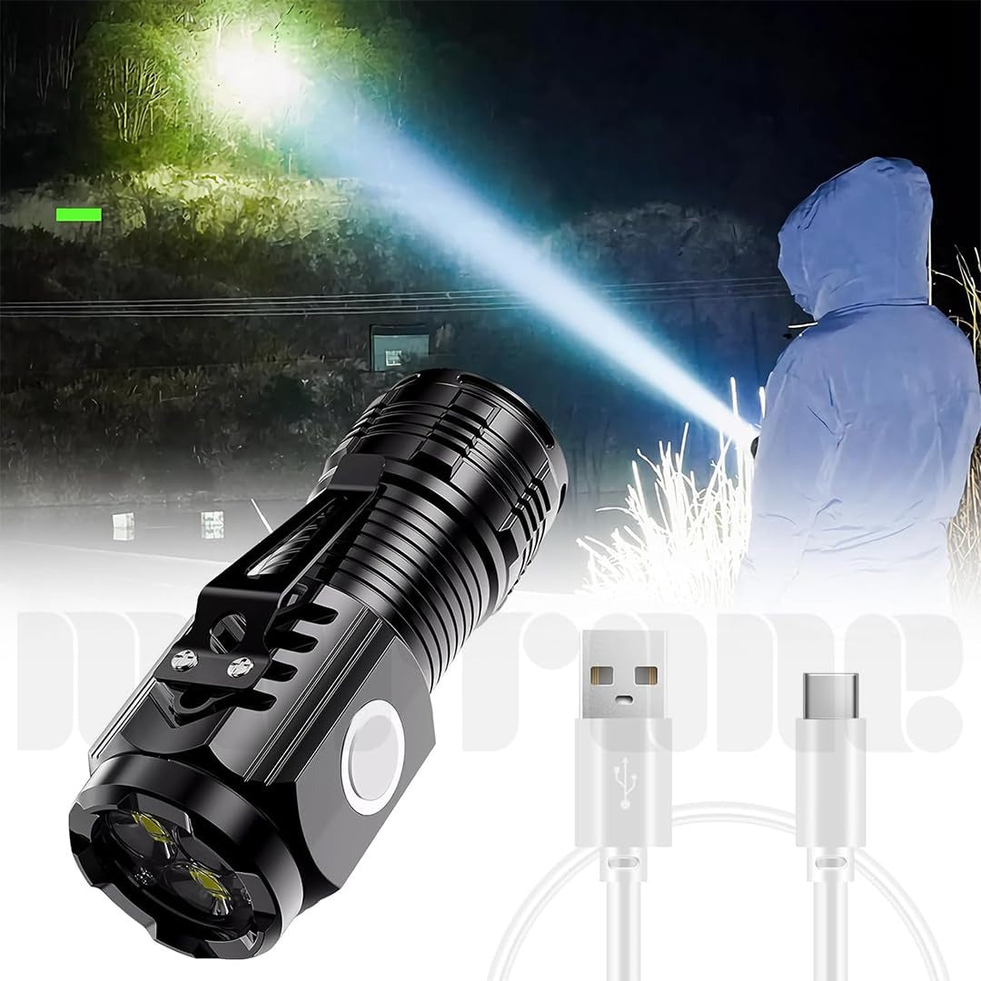 3-LED Rechargeable Mini Flashlight | Super Bright Portable Torch with Magnetic Base | Compact Emergency Light