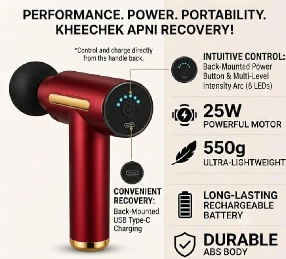 4-Head Portable Massage Gun | Powerful Percussion Massager for Relaxation & Everyday Muscle Comfort | Random Color