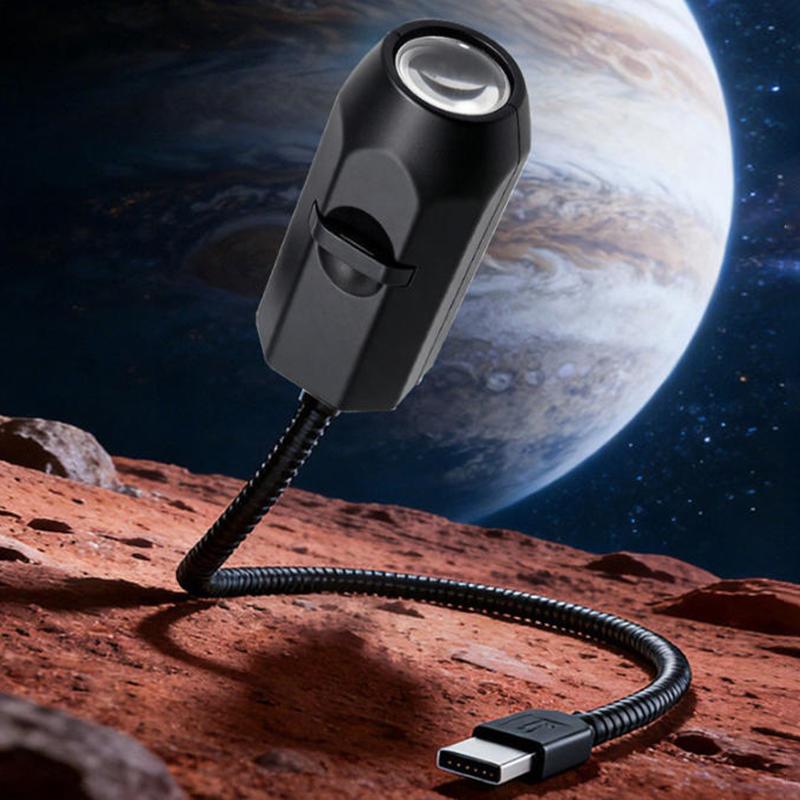 USB Moon Earth Starry Sky Projection Atmosphere Lamp – 3 Interchangeable Lenses for Bedroom &amp; Room Decoration