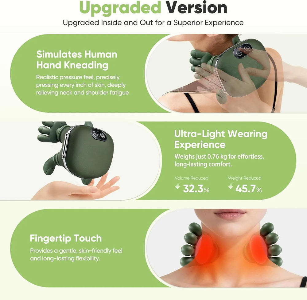 Smart Finger Pressure Neck Massager – Electric Deep Kneading Heated Neck &amp; Shoulder Massager