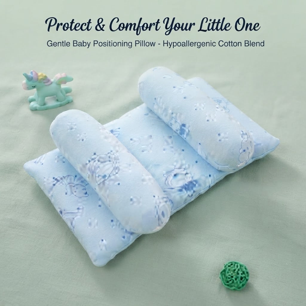 Newborn Baby Head Support Pillow – Soft Infant Pillow with Ergonomic Head Support | Random Color &amp; Design